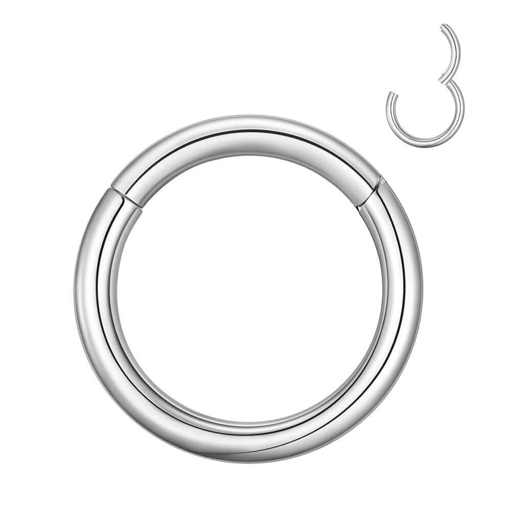 12 Gauge 8mm Clicker Septum Rings 12G Hinged Segment Hoop for Cartilage